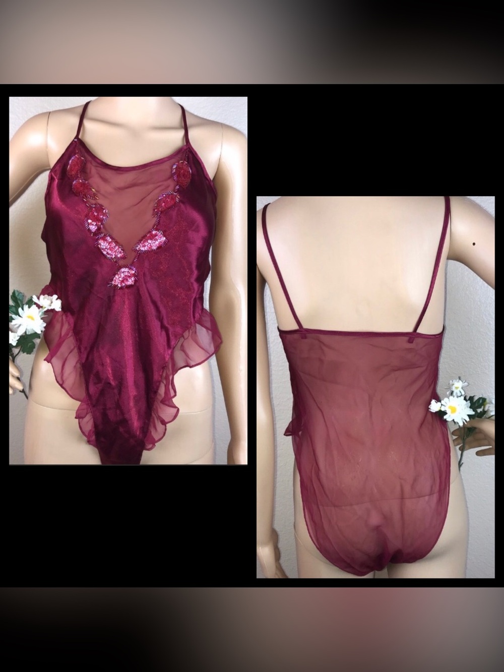 VS Vintage Gold Label Sequin Satin Teddy Lingerie
